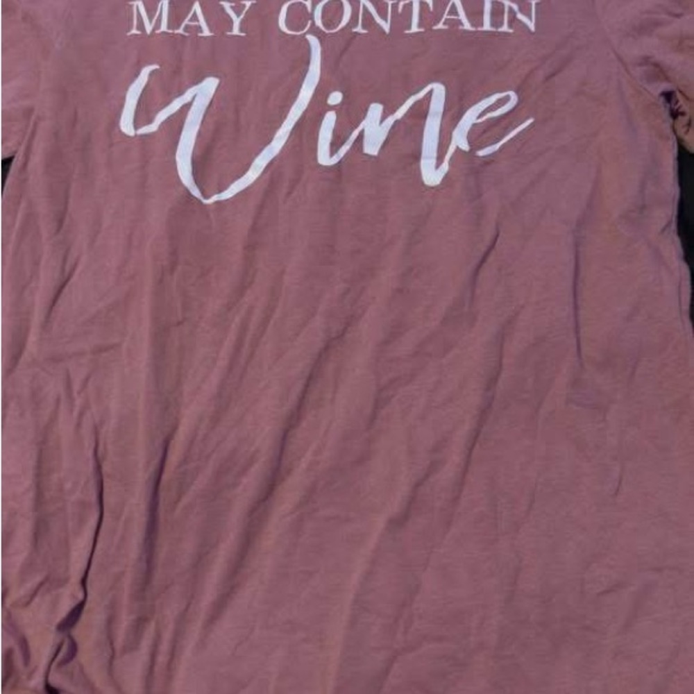 Pink Graphic Tee with Wine Print